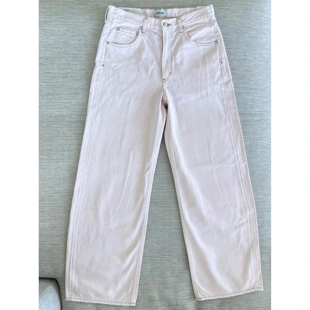 AGOLDE Low Curve Jeans Size 27 Cosmos Light Pink Barrel Leg NWT $248 MSRP
